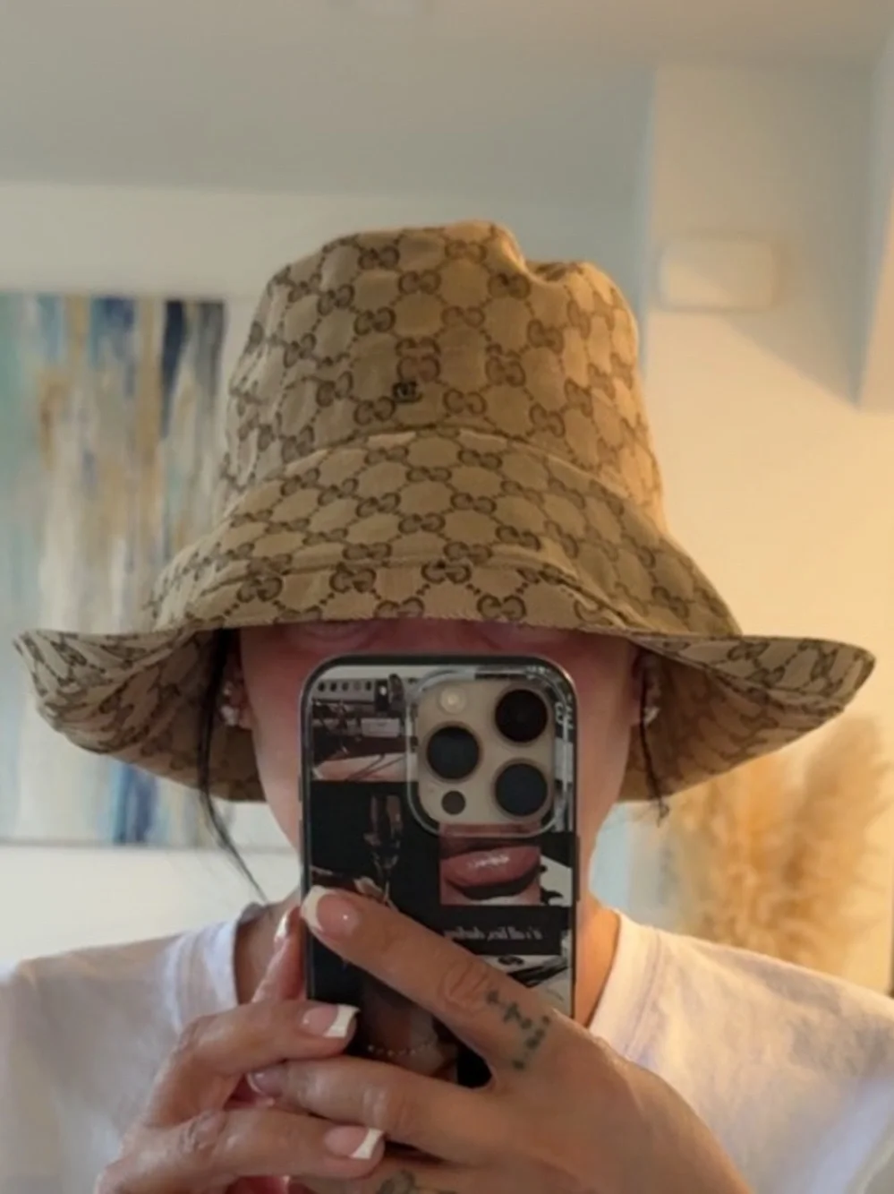 Gucci Brown GG Monogram Wide-Brim Bucket Hat - Picture 3 of 17